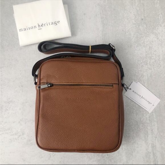 Maison Heritage Brown Leather Crossbody Bag NEW - Picture 1 of 9